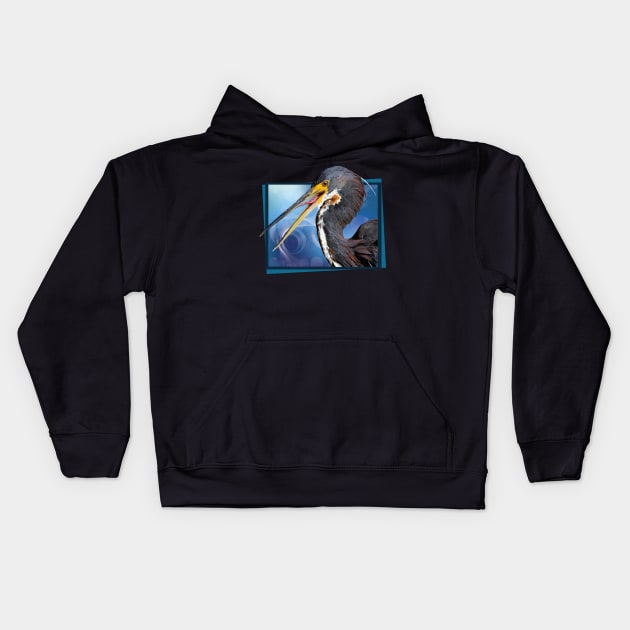 Tricolor Egret Kids Hoodie by obscurite